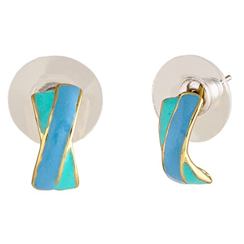 Estele 24Kt Gold Plated Enamel Overlapping Stud Earrings for Women, One Size (368/712 ER)