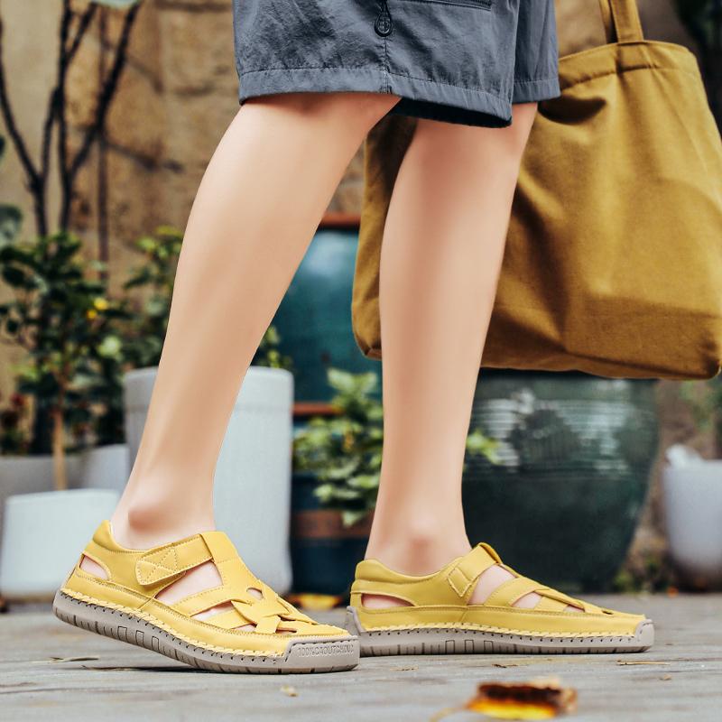 Summer Men's Leather Sandals Outdoor Slippers Sneaker Beach Rubber Flip Flops Men's Water Trekking Sandals