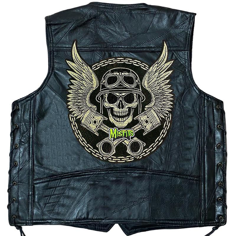 

Binding Vest leather Vest men s Motorcycle Shoulder four Season Cycling Clip Classic Embroidered Badge Binding tape 1 piece - 023 XXXXL