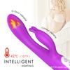 G Spot Couple Vibrator with Heating Function Clitoris G-spot Stimulation Waterproof Dildo with Vibrations Dual Motor Stimulator for Women Couple Fun