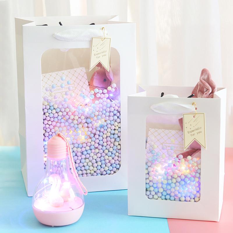 Borsa a Tote con Fiori Creativa Portatile Pieghevole Scatola Regalo con Finestra Trasparente Scatole per Confezionare Regali Borsa Regalo per Matrimonio Compleanno