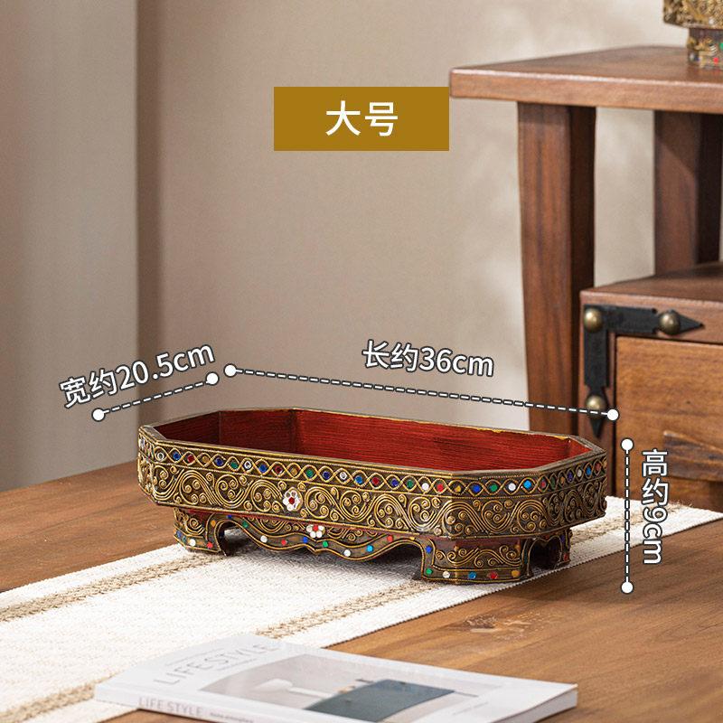 Vintage Handmade Rectangular Wooden Serving Tray Multipurpose Tea Fruit Platter Home Decor Kitchen Table Centerpiece Rustic