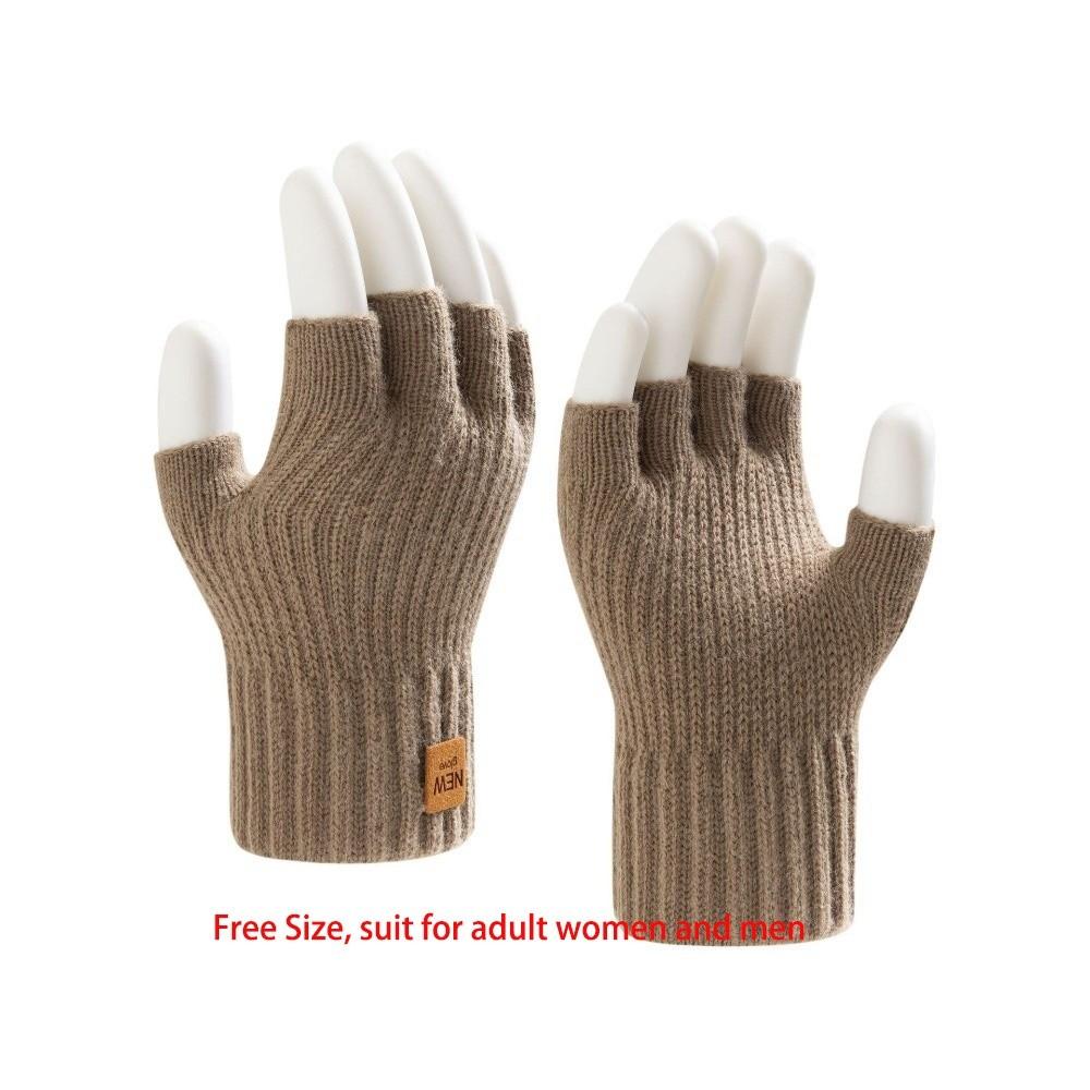 Half Finger Warm Gloves Knitted Driving Mittens New Windproof Cold Proof Gloves  Gift