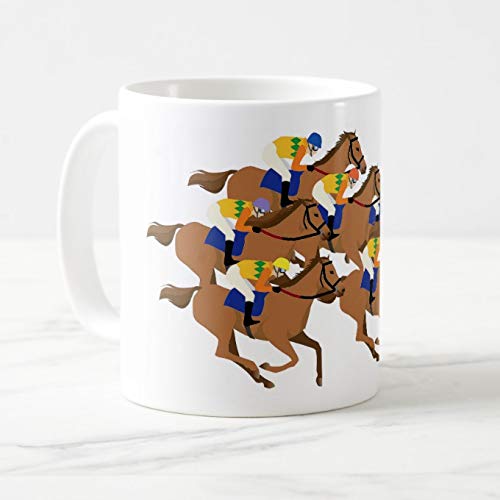 Horse Racing Jockey and Thoroughbred Illustration Mug: Photo Mug (horse Series) (B)