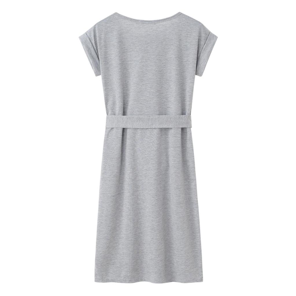 2020 Summer Hot-Selling Lace-Up Round Neck Pocket Dress