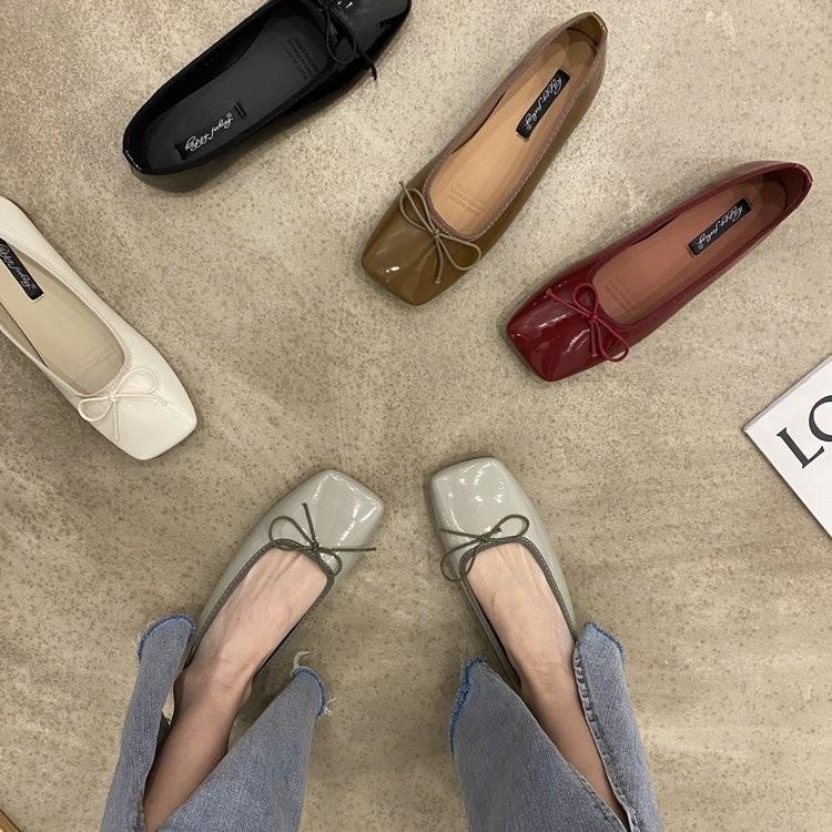 2025 New Spring and Autumn Season New Low-Heeled Shoes for Women, Gentle Fairy Low-Heeled Shoes with Floral Bow