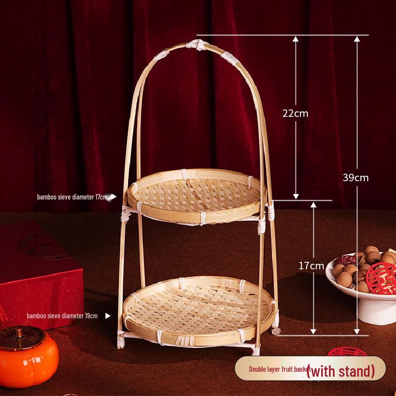 Bamboo Woven Double-Layer Fruit Basket