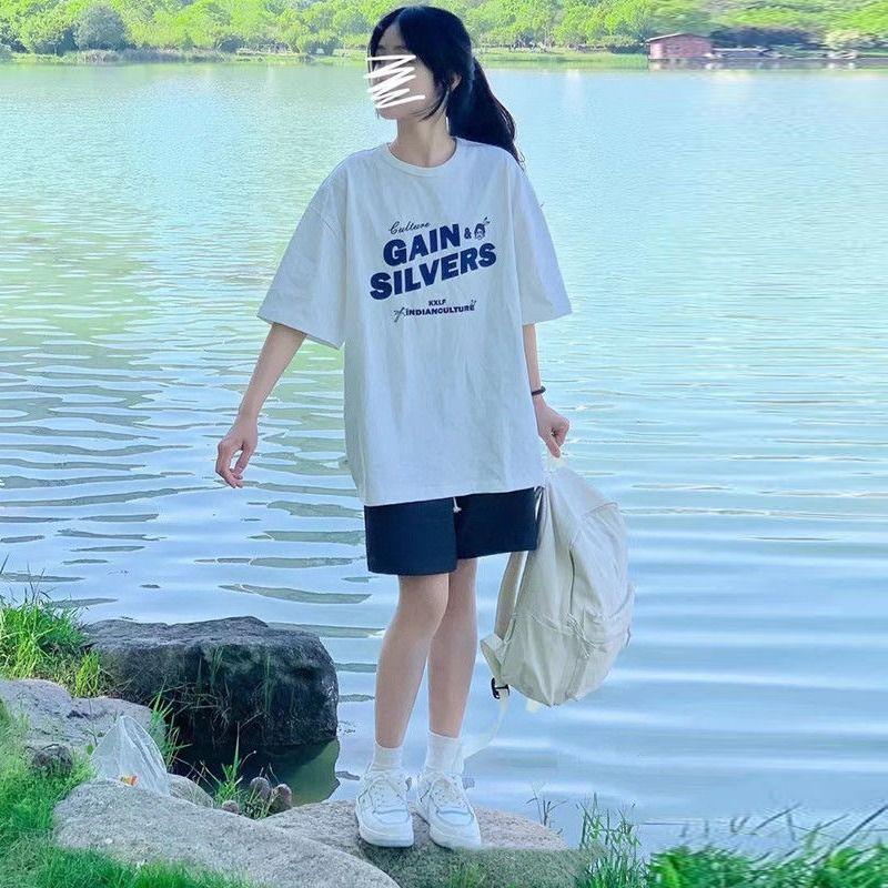 

Классная футболка с коротким рукавом в стиле преппи для старшеклассников с принтом букв White S