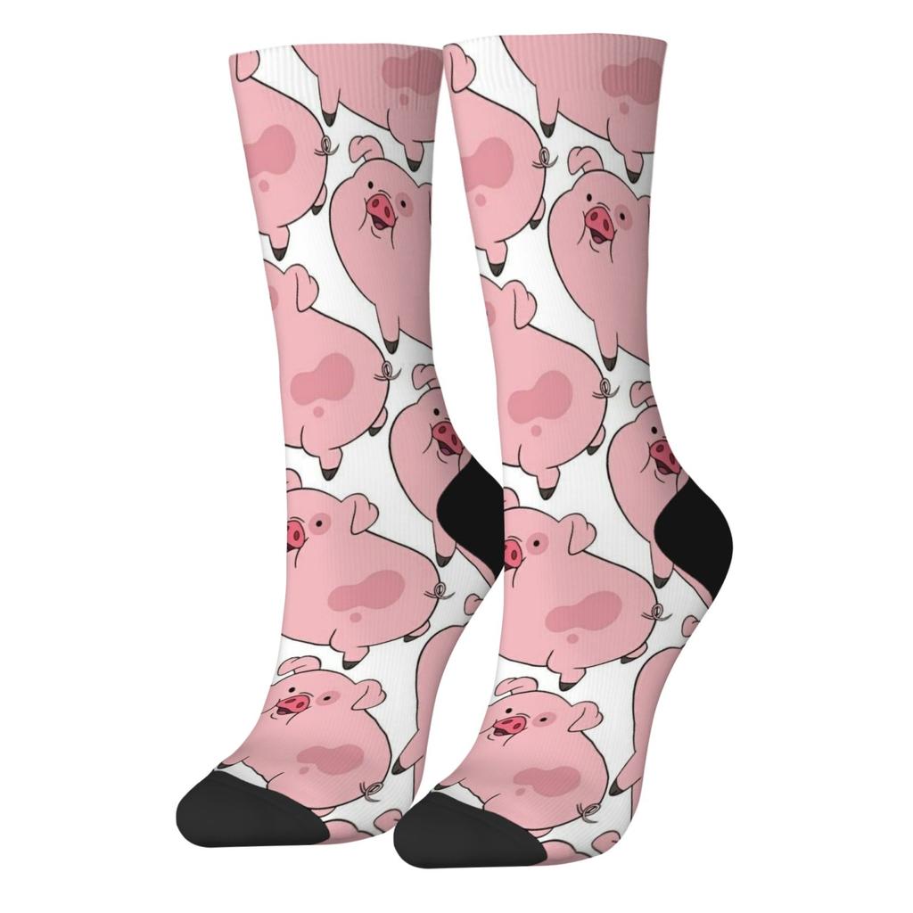 Whimsical Piggy Themed Crew Socks, Playful & Adorable Fun Loving Adults, Charming & Cute Pig Prints, Unbeatable Comfort