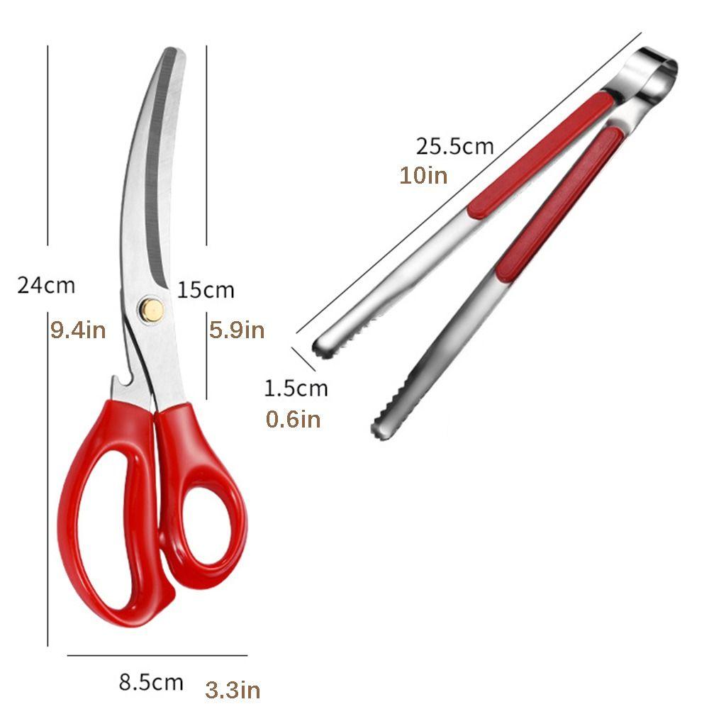 Easy To Use Heavy Duty Stainless Steel Multipurpose Clip BBQ Tongs Kitchen Scissors Food Shears