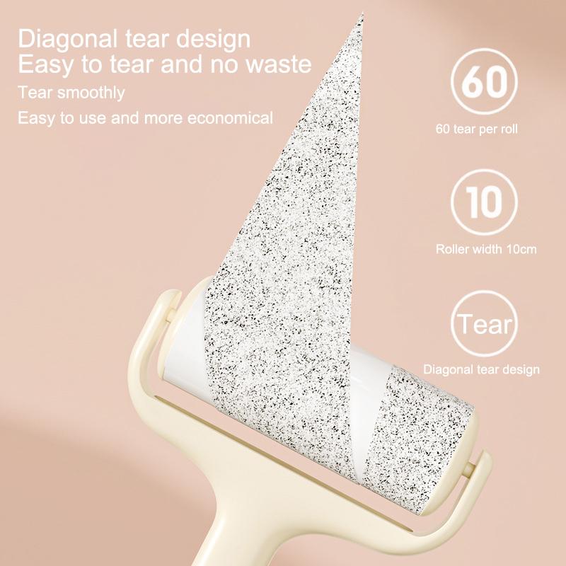 Tearable Roll Paper Hair Sticky Roller Dust Pet Hair Remover Brush Clothes Carpet Cleaning Replaceable Core 10cm Surface