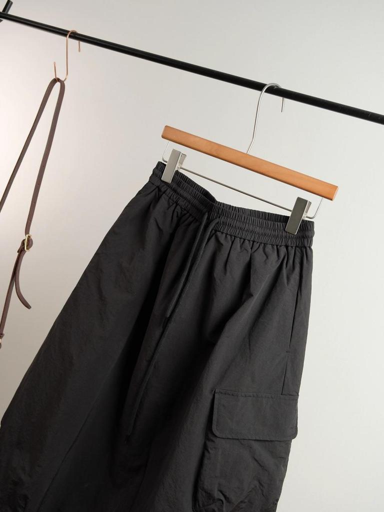 Artistic Japanese Quilted Winter Skirt - Casual Elastic Waist, Solid Color, Drawstring Half Skirt