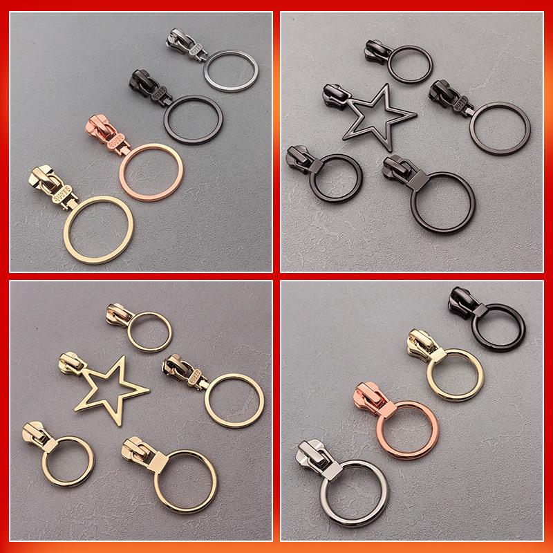 European-American No. 3 & No. 5 Metal Resin Zipper Puller with Lock for Jackets