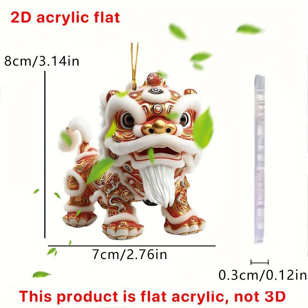 Acrylic 2D Lion Dance Pendant Lion Pattern Hanging Flat Indoor Decoration Lightweight Lion Hanging Pendant