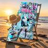 Hatsune Miku Print Beach Towel Design, Soft, Lightweight. for Home Bathroom, Spa, Pool, Yoga, Surfing, Camping, Gift for Family, Friend