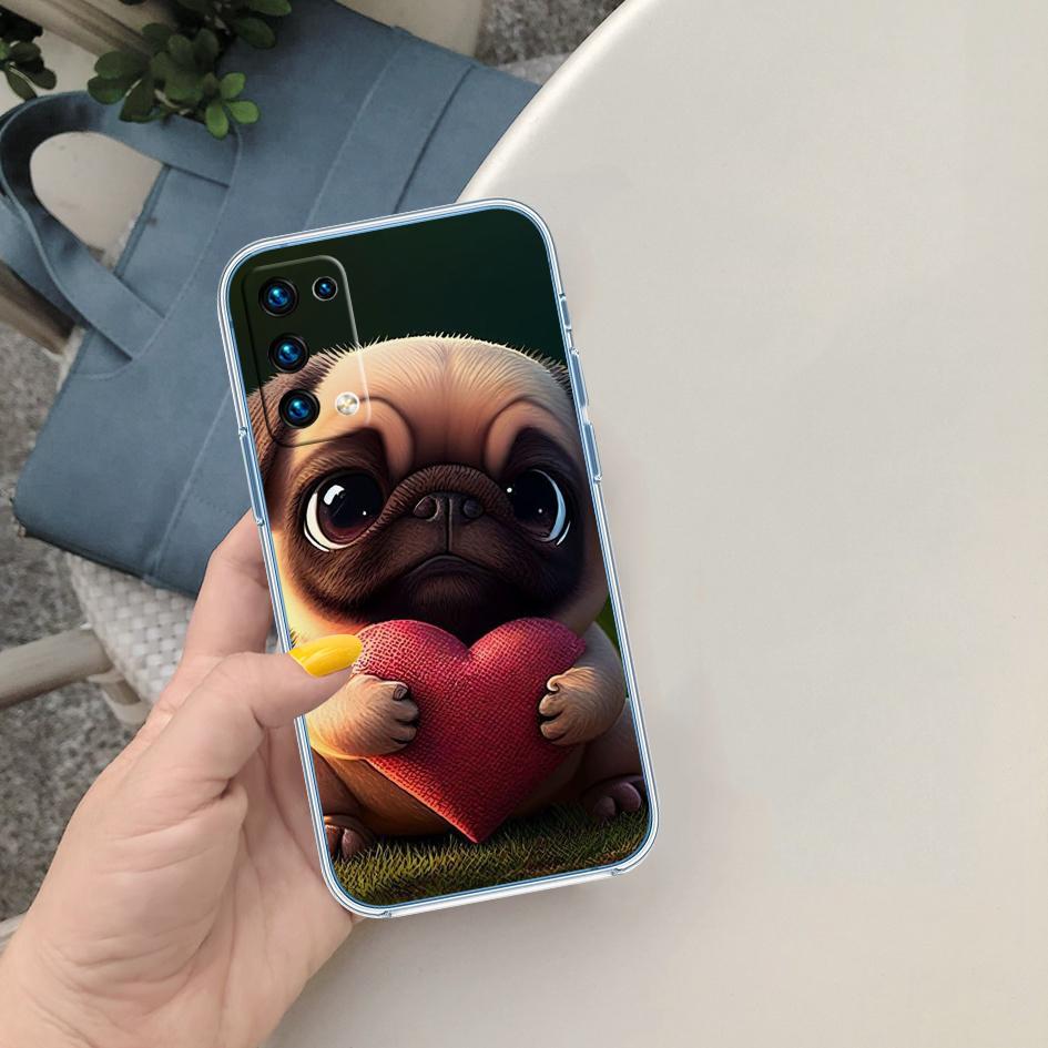 CJ90 Pug Dog Transparent Phone Case for LG K22 K30 K40 K40S K41 K42 K50 K50S K51 K51S K52 K61 K62 K71 K92 Q60 Q61 V40 V50 V60