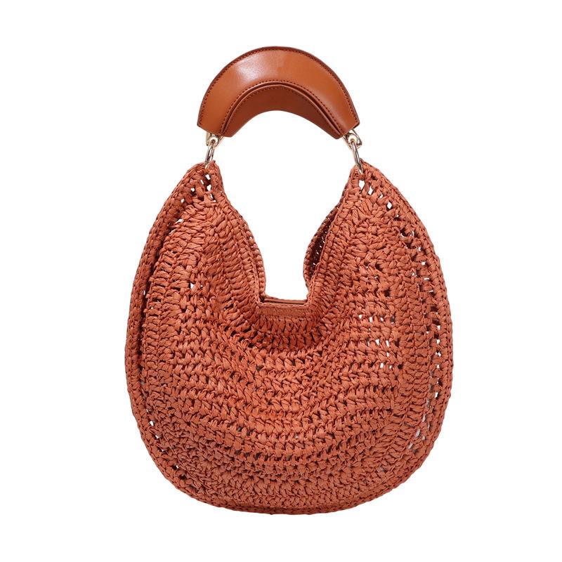 Large Capacity Hand-held Beach Bag Fashionable Hand Woven Armpit Bag