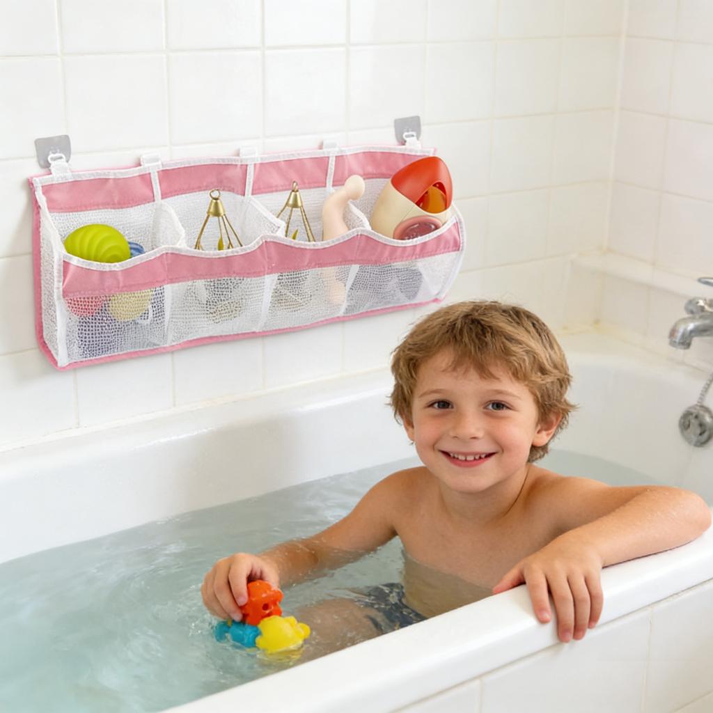 3 Compartment Horizontal Large Openings Bath Toy For Tub, Capacity Upgrade Bath Toy Storage And Holder, Bathtub Toy Holder For Easy Access An