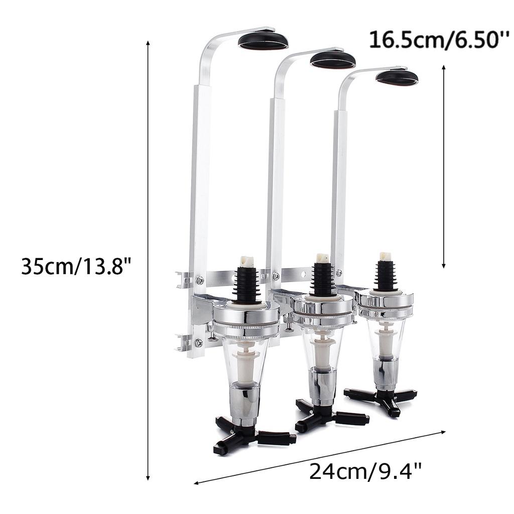 30ml 3 Bottles Wall Bracket Wall Mounted Wine Liquor Drinks Dispenser Bar Beer Soda Silver Bar Wine Holder Shots Stand Machine