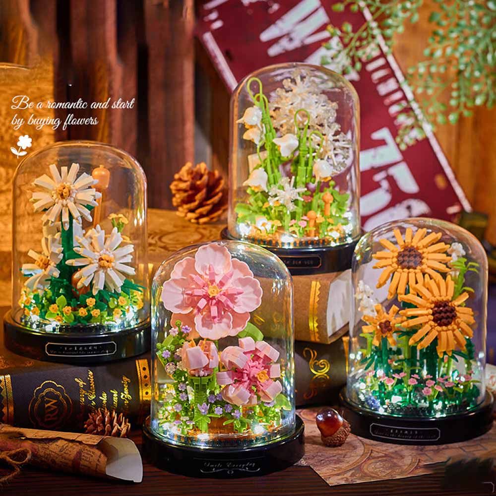 DIY Micro Flower Building Blocks Mini Bricks Particles Eternal Life Flowers Home Decor Assembling Puzzle Toy Children Xmas Gifts