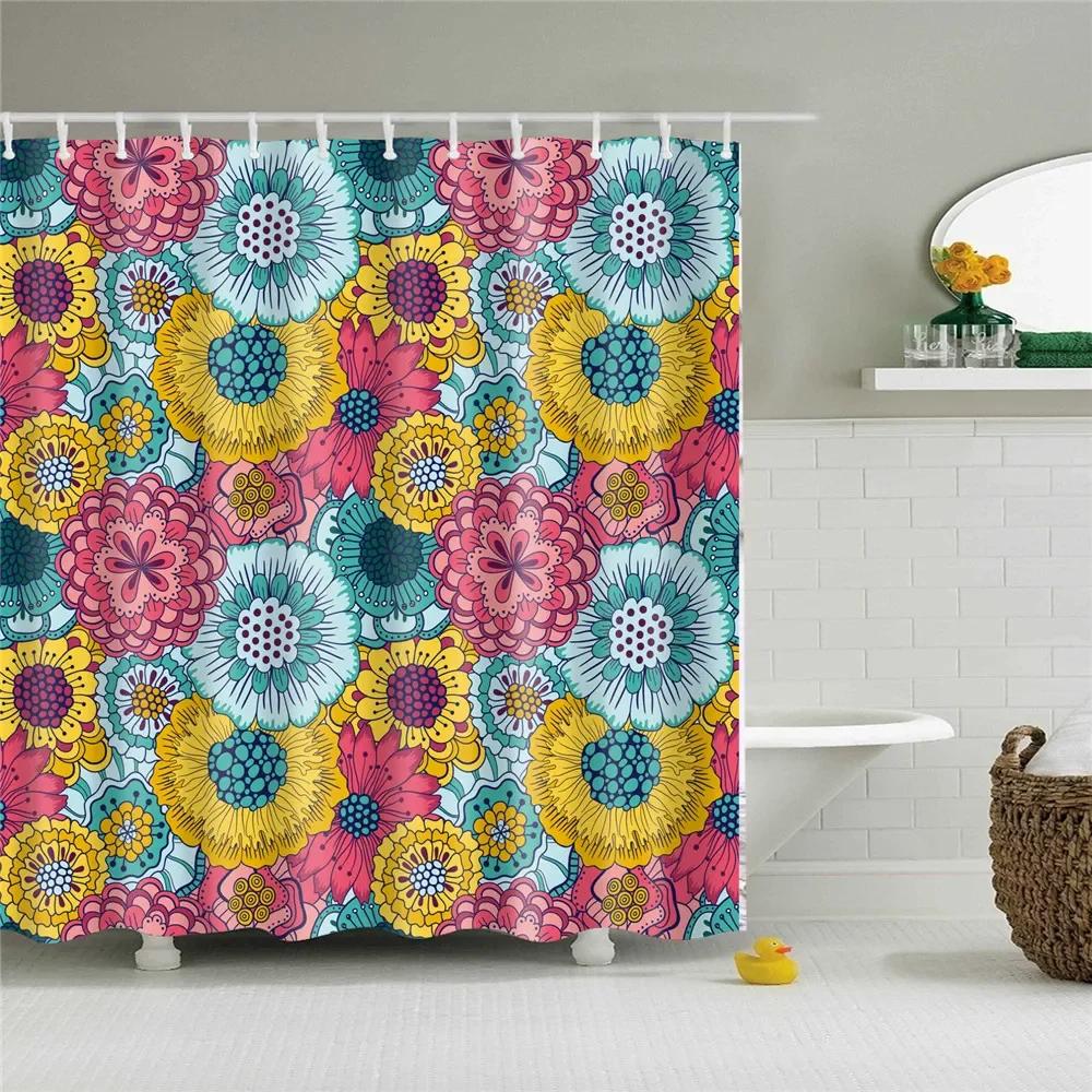 Abstract Geometric Stripes Printing Shower Curtains Home Hotel Bathroom Decoration Bath Curtains Waterproof Bathroom Curtains
