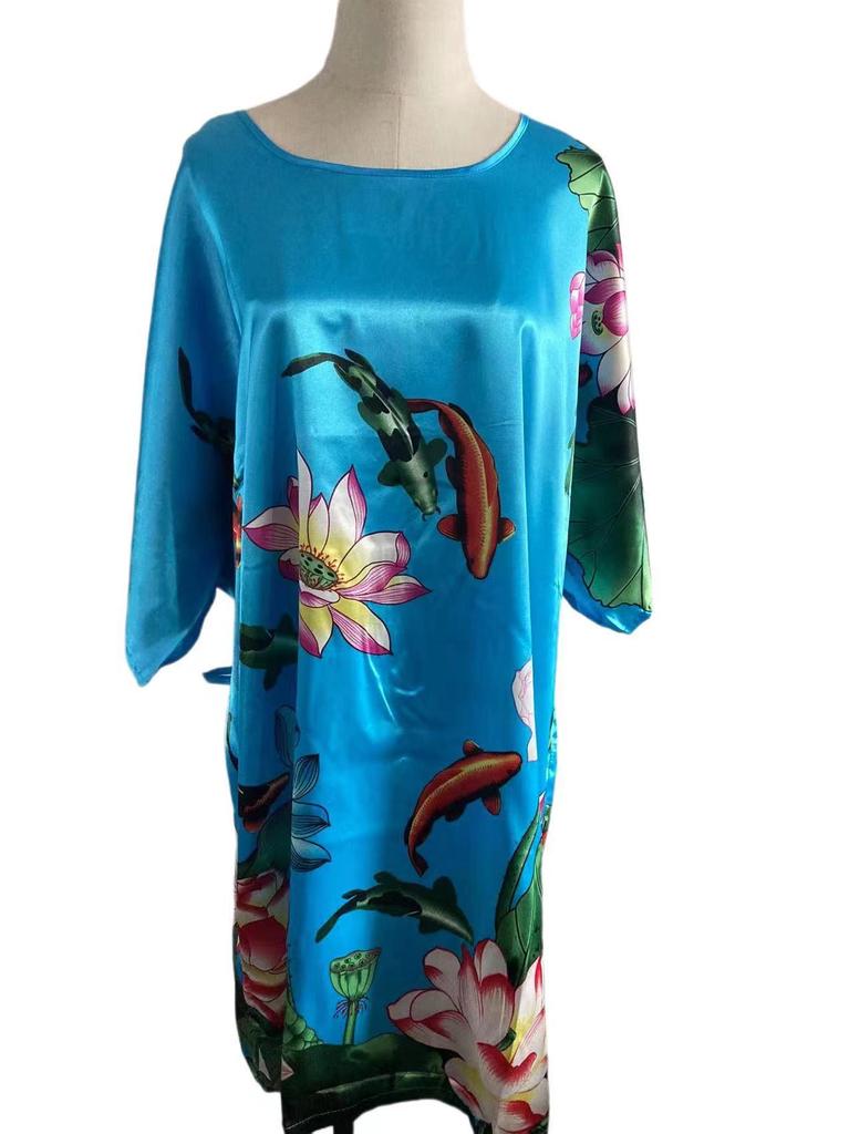Plus Size Silk Qipao Pajama Robe & Tang Suit Bathrobe