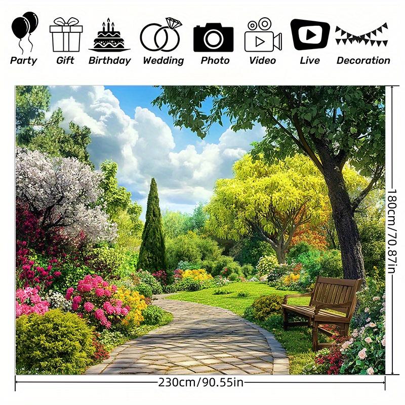 Large Garden Park City Village Polyester Background - Vibrant Outdoor and Indoor Party Banners Festival Celebrations