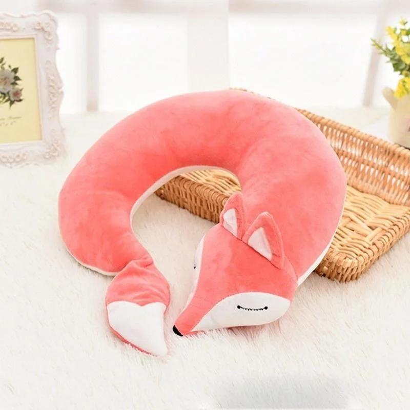 Travel Pillow U Shape Neck Pillow Cute Fox Pillow Hug Sleeping Pillows Ornamental Pillow Office Sleep Pillow 30*30*8CM