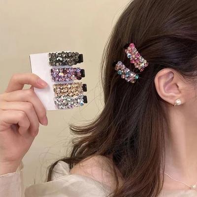 1PCS Colorful Rhinestone Hair Clip Exquisite Temperament Side Bangs Hairpins Simple Fashionable Women's Hair Clips