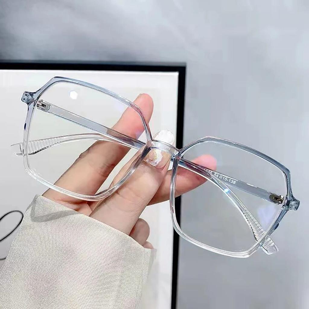 Korean Fashion Anti Blue Light Glasses Ultra-Light Transparent Gradient Big Square Frame Men Women Eye Protection Spectacles