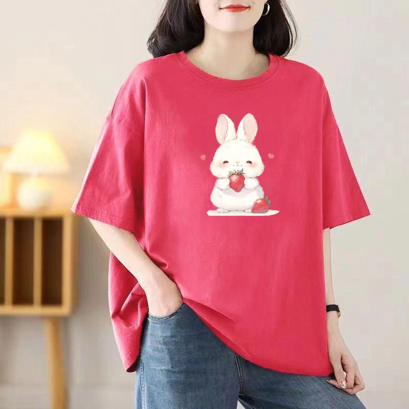 Summer New Short-sleeved T-shirt Female Korean Version of The Printed Loose Tops Loaded Cotton