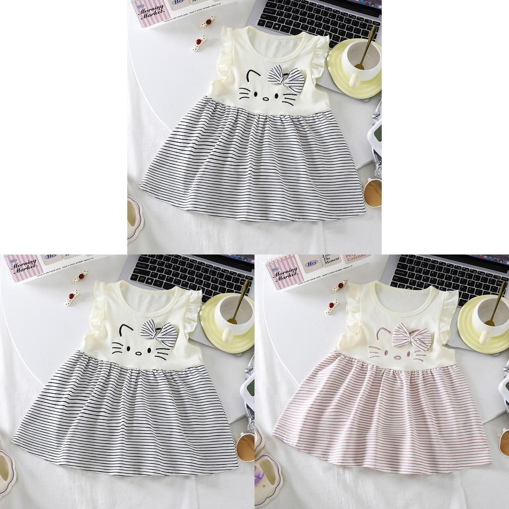 Childrens Cartoon Print Summer Dress With Cotton Material For Girl Teenagers