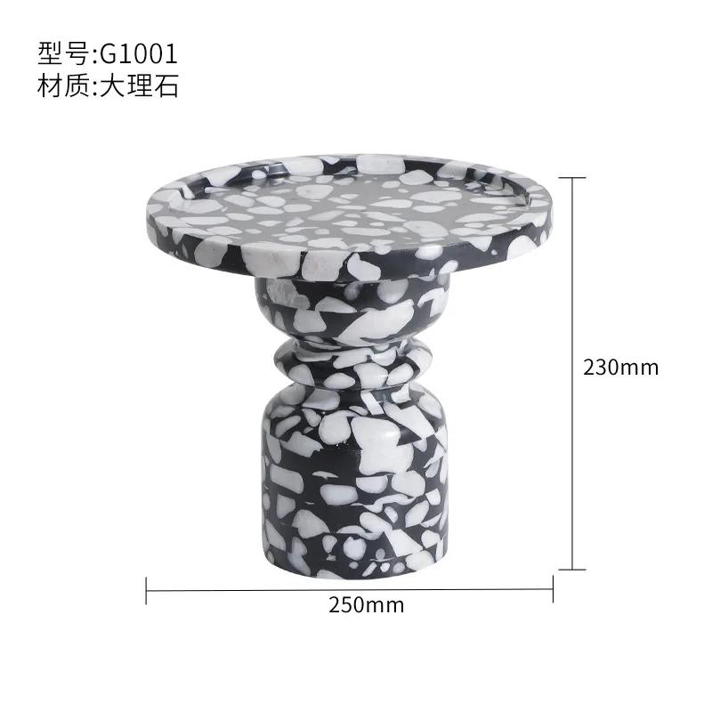 Beige Marble Tray with Leg Vintage Natural Stone Jewelry Cosmetics Tray Serving Tray Cup Cake Stand Set for Hotel