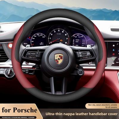Skórzana Pokrowiec na Kierownicę Samochodową do Porsche Cayenne Macan Panamera 718 2024 2025 Akcesoria