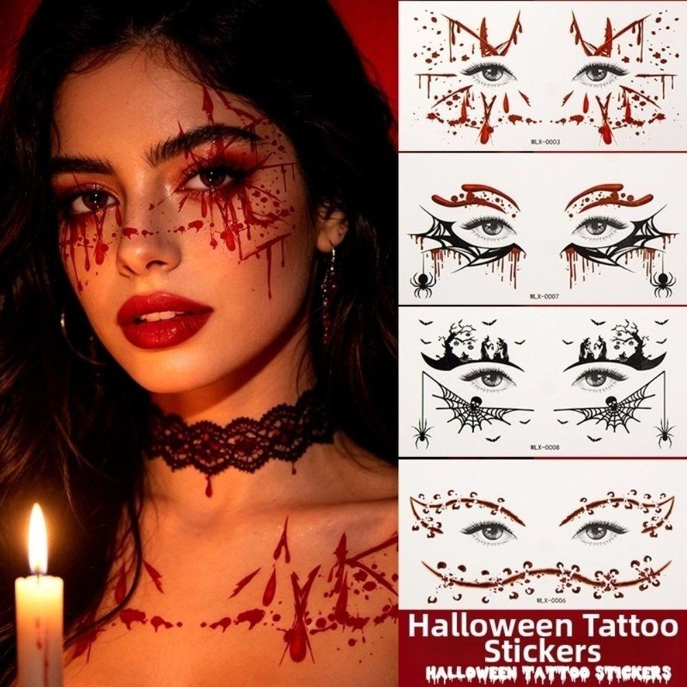 Pumpkin Halloween Face Temporary Tattoo Waterproof Body Art Scar Stickers Kids Adult Make Up