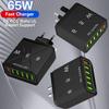 65W 6-Port USB QC3.0 Fast Phone Charger with EU/UK/KR Plugs