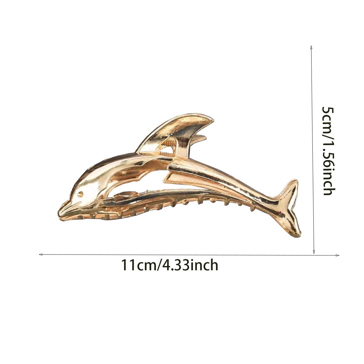 

Элегантная заколка для волос в форме дельфина: Высококачественный дизайн «Акула-бабочка», идеальный для образа в холодном стиле золотой