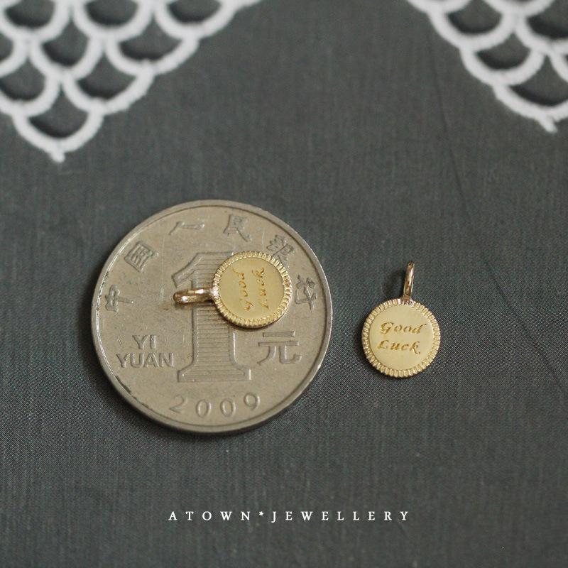 Good Luck Charm: 14K Gold Plated 925 Sterling Silver Coin Necklace Pendant