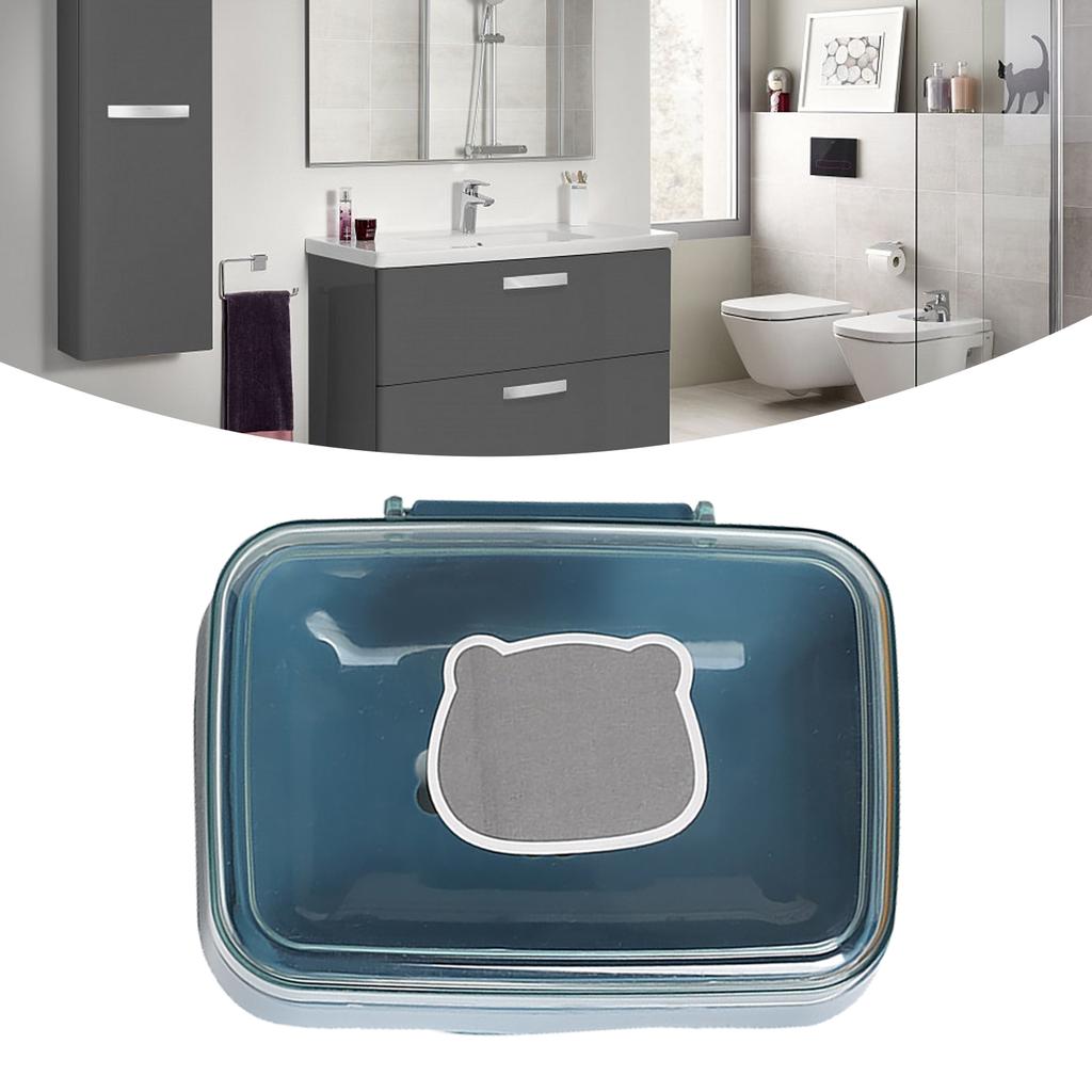 Soap Box Portable Drainable Plastic Soap Holder Container with Cover for Home Dorm Travel