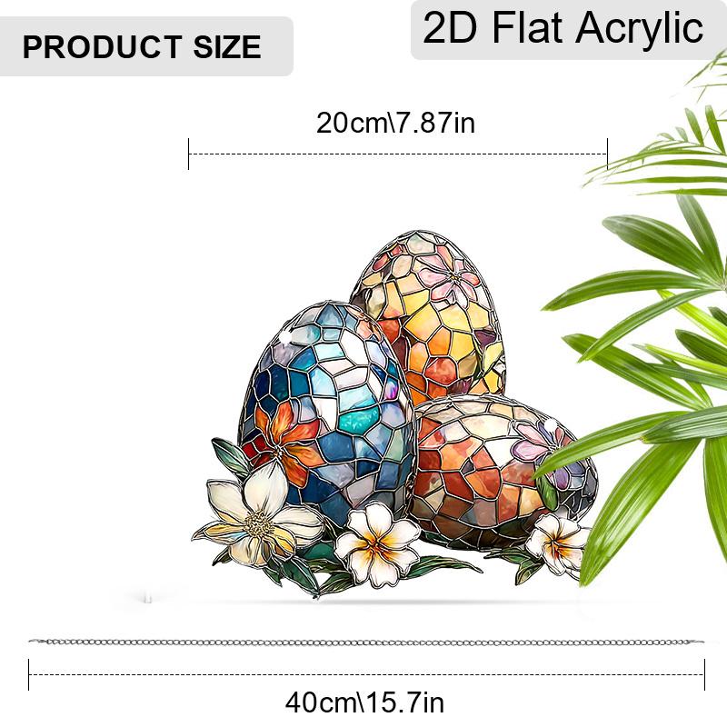 Acrylic Easter Eggs with Flowers Suncatcher Stained Glass Effect Window Hanging Ornament Easter Lover Gifts