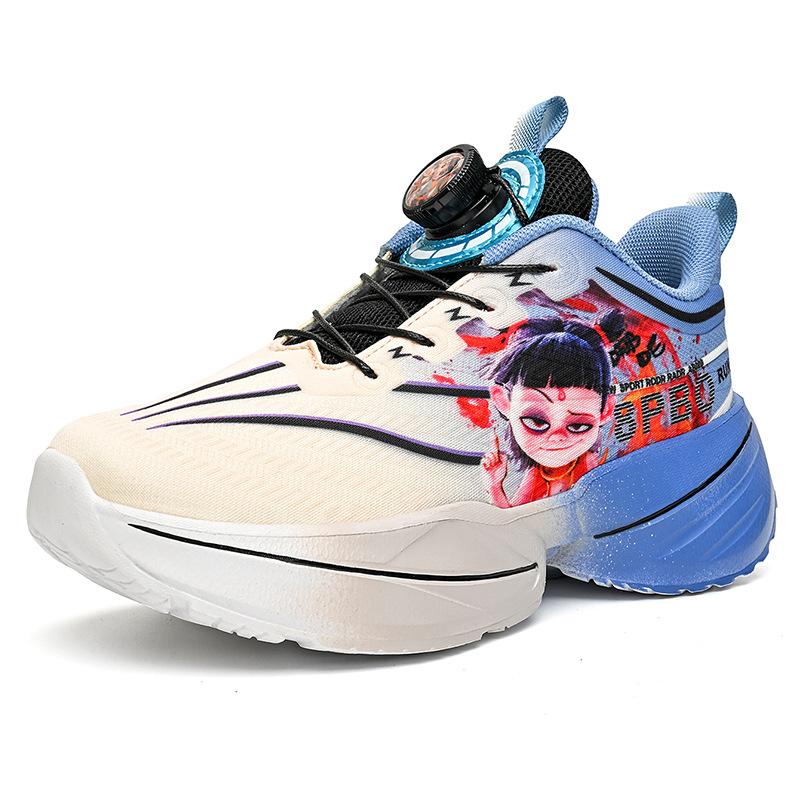 Nezha Classmate Mesh Breathable Rotating Buckle Children's Sports Shoes Youth Running Shoes Spring and Summer Basketball Shoes