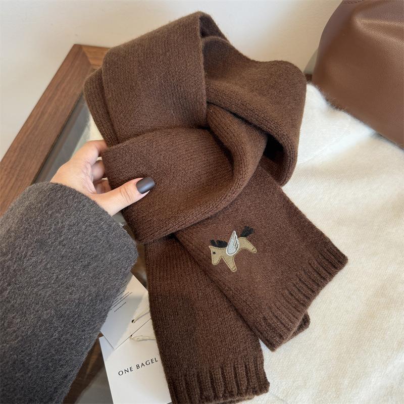 New Year's Anchor Red Woolen Scarf Women's Autumn and Winter High Quality Thick Warm Knitted Scarf Christmas Gift