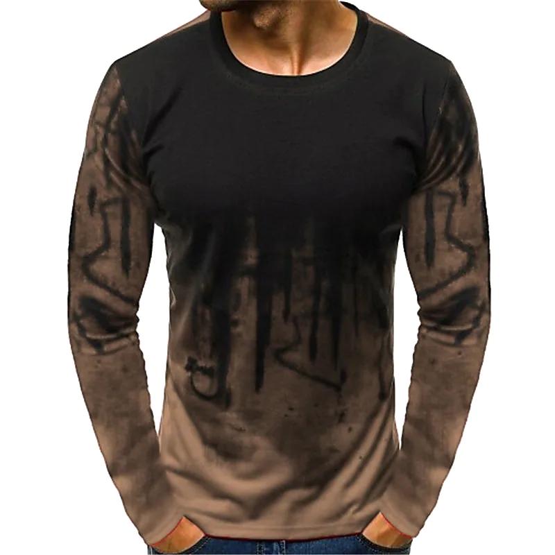 

Мужская хлопковая футболка с графическим цветным блоком, круглым вырезом, 3D-принтом, повседневная одежда с длинным рукавом и принтом, винтажный повседневный топ для мужчин 6XL