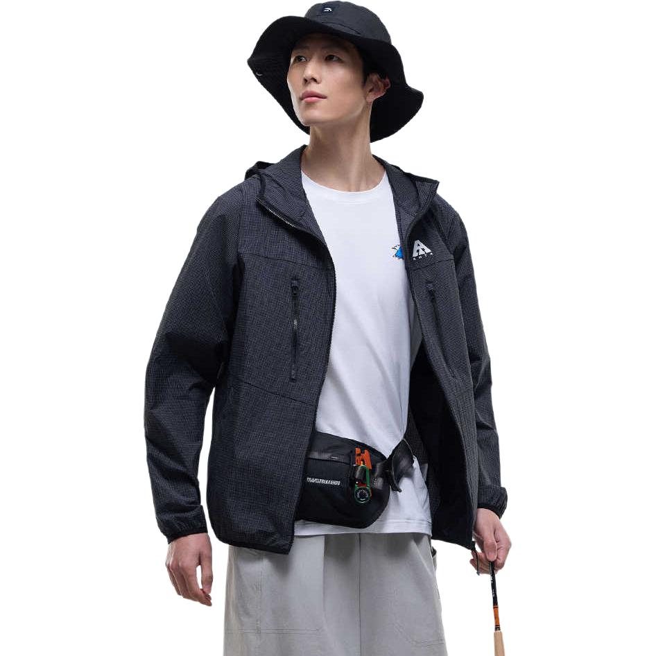 Anta Comfortable Outdoor Series Simple Hooded Loose Zipper Jacket Men Jacket Basic-Black 952526604-3