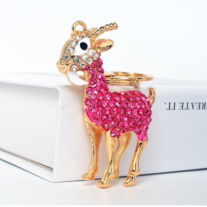 Rhinestone Antelope Zodiac Keychain - Metal Alloy Fashion Accessory