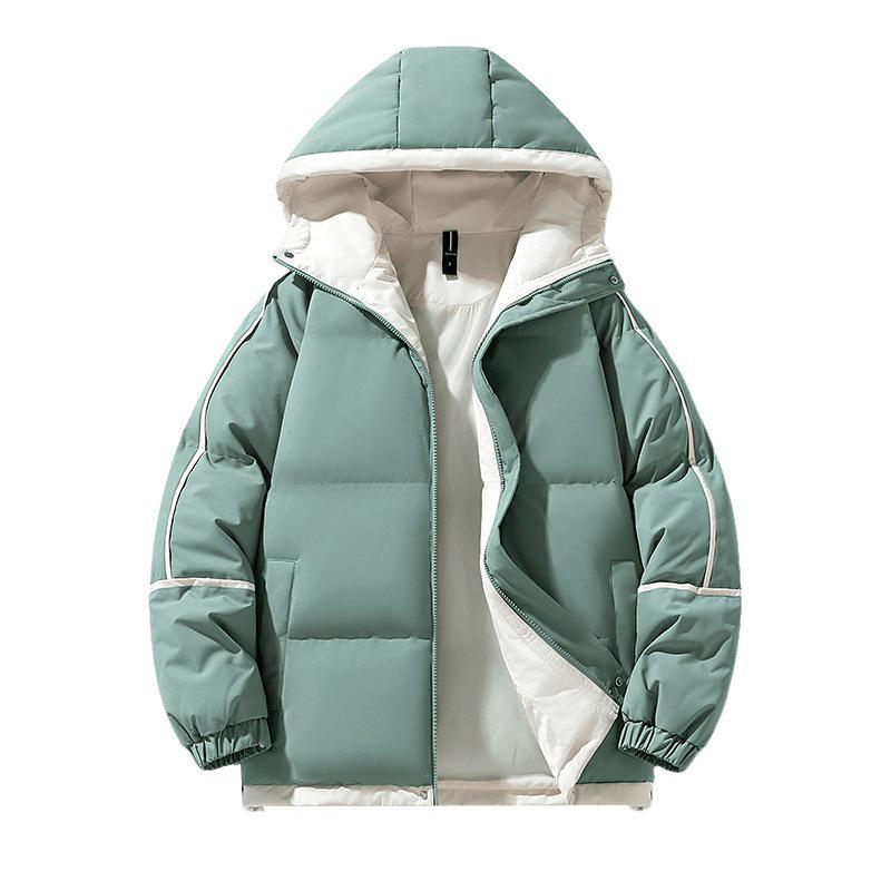 Men's Hooded Down Cotton Bread Jacket - Trendy Casual Coat for Students and Couples