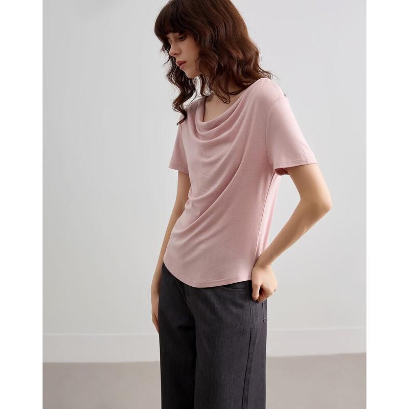 Demana Elegantes Damen-T-Shirt aus Wolle und Lyocell mit Drapierter Halslinie