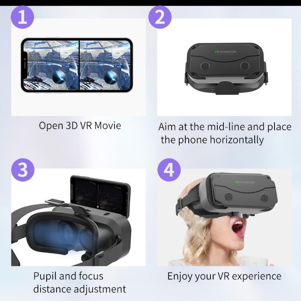 3D Virtual Reality Glasses  - Smartphone Compatible VR Headset for Immersive Movie Watching & Gaming, 100° Panorama Digital VR Goggles