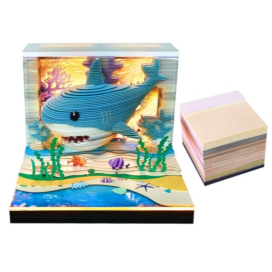 2026 Time Piece Calendar with LED Light 3D Dog Sticky Notes Tear Away Mini Desk Weekly Calendar Paper Craft Art Memo Pad Notepad Desktop Decoration
