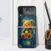 Animal Brown Cute Bear Phone Case Cover for Samsung Galaxy Z Flip 7 6 5 4 3 5G Flip3 Flip4 Flip5 ZFlip6 ZFlip7 Black Fundas Clea